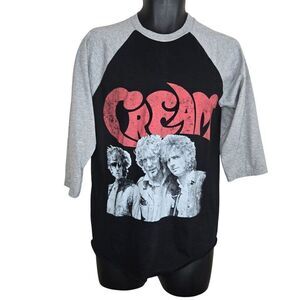 Easy Riders Cream Band Raglan T-Shirt Black Gray 3/4 Sleeve Mens M